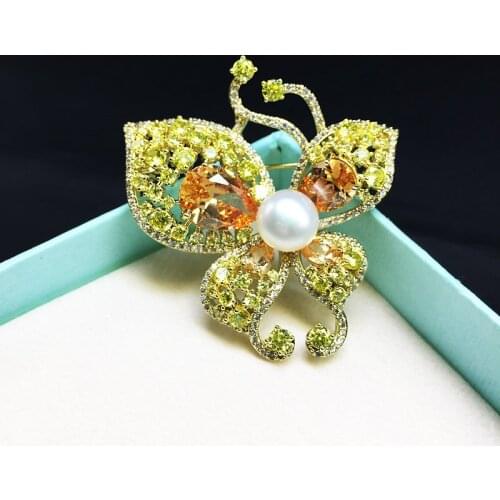 LANZYO Natural fresh water pearl happiness Brooch new xz074