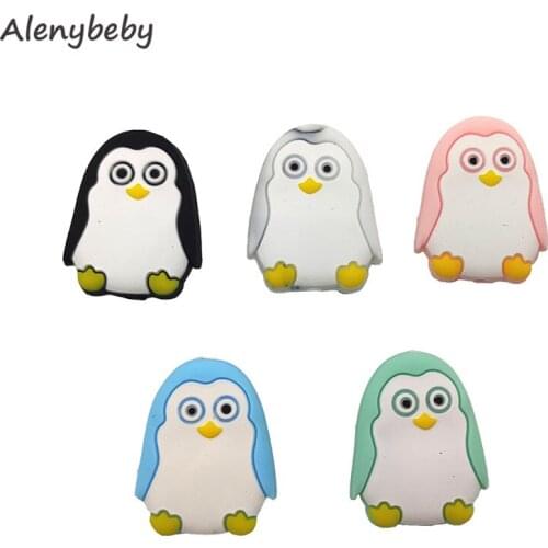 Mini Cute Silicone Penguin Bead Animal Baby Teether Food Grade Infant Teething Bead For DIY Nursing Necklace Accessories Toy