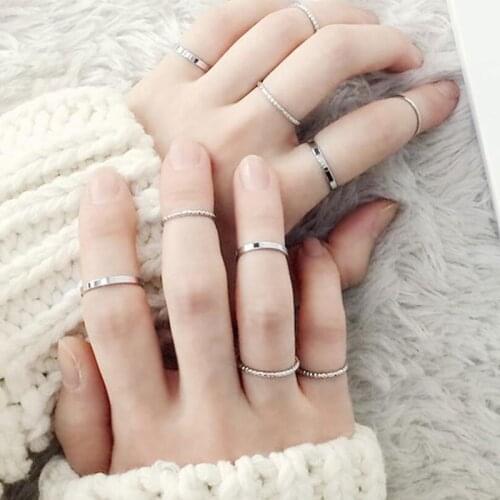 10Pcs Fashion Simple Design Rings For Women Vintage Thin Slim Joint Rings Sets for Women Jewelry Finger Jewelry