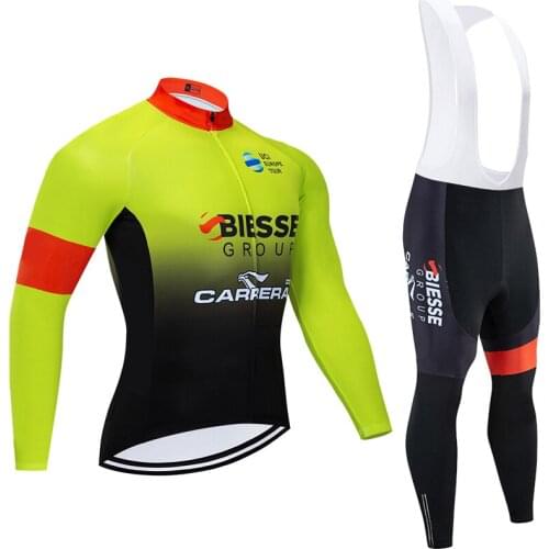 2020 BIESSE Mens Cycling Jerseys Long Sleeve Bike Shirts Winter Fleece Cycling TEAM Clothing Mountain Bike jacket Maillot wear