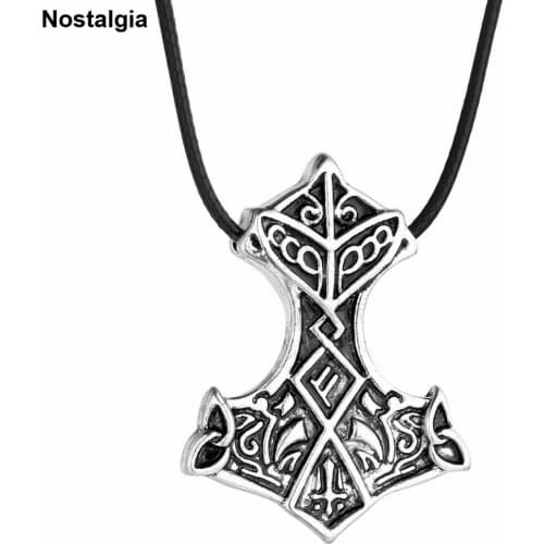 Nostalgia Viking Thor Hammer Necklace Fathers Day Pendant Men Gifts Fashion Jewelry Womens Accessories