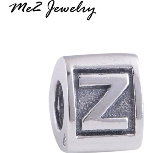 2017 New alloy European silver letter Z charm beads for European style bracelet for summer style