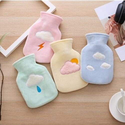 New Weather Pattern Hot Water Bottle Warm Belly Treasure Hand Warmer Plush Cloth Cover Explosion-proof Portable Hot Water Bags