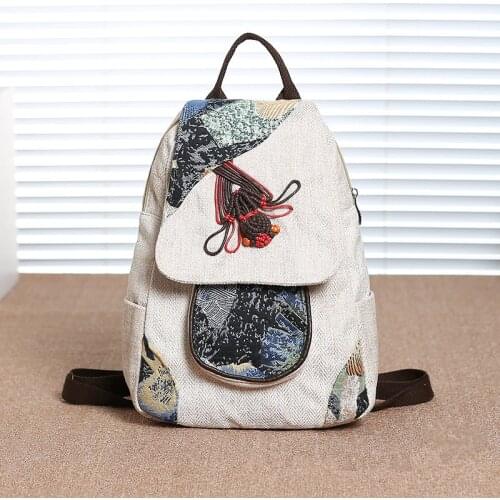 New coming national string appliques shopping zipper&hasp backpacks!Hot bohemian prints women backrack All-match Casual backruck