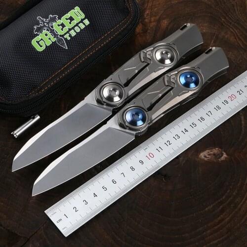 Green thorn technobamboom 390 blade TC4 titanium handle outdoor camping hunting practical fruit knife folding knife EDC tool