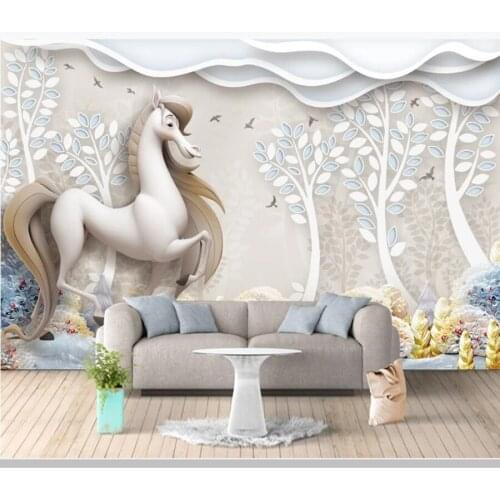 Papel de parede Embossed horse scenery childrens room wallpaper,living room tv wall bedroom wall papers home decor mural