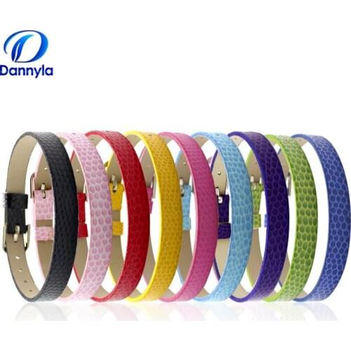 Wholesale 20pcs/lot Mix Color 8mm Snake PU Leather Bracelet Fit Slider Charms/letter LSBR03