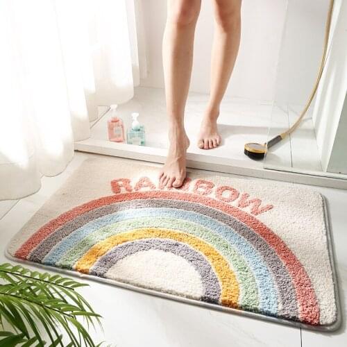 Simple Thickened Bathroom Absorbent Floor Mat Carpet Door Entry Household Flocking Non Slip Mat Bedroom Mat