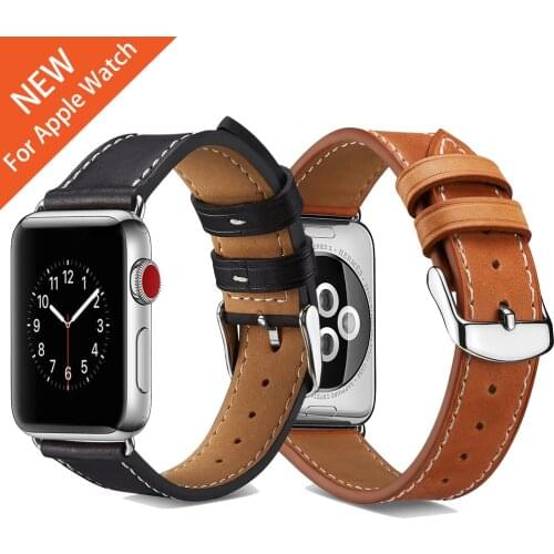 For Apple Watch series 6 SE Classic buckle Leather band 44mm 40mm leather straps for iWatch 6 5 4 3 2 1 38mm 42mm Watchbands