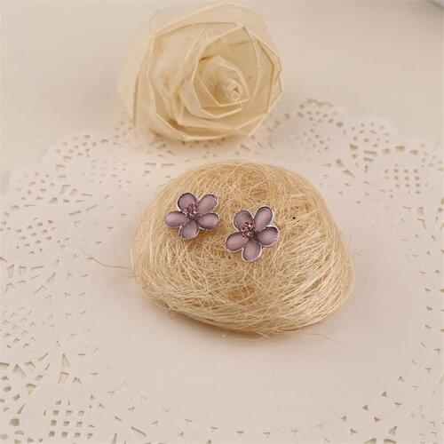 Hermione Granger Earrings Pink Opal Crystal Cubic Zirconia Flower Shaped Stud Earrings Fashion Movie Jewelry For Women Wholesale