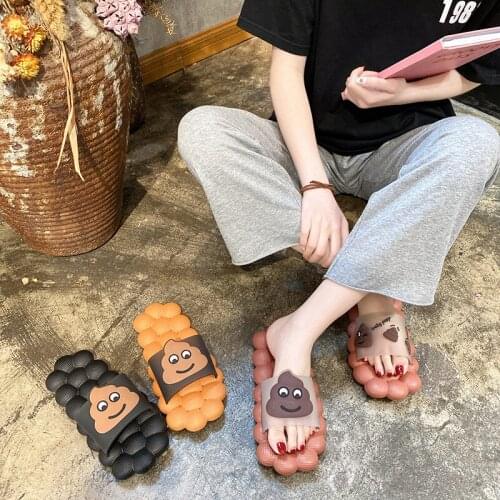 Cartoon Funny Poop Slippers Women Thick Platform Slippers Summer Beach Eva Soft Sole Slide Sandals Leisure Men Ladies Indoor
