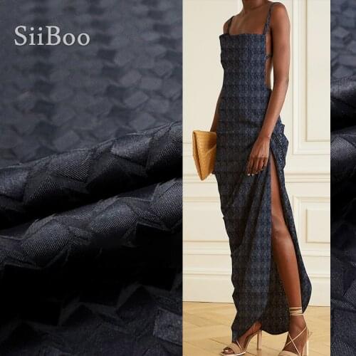 Siiboo solid color textured embossed jacquard brocade fabric for women dress pants Tissu jacquard foncé sp6341