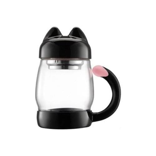 Cute Kitty Glass Water Cup Cat Tail Handle pink Mug Milk Tea Coffee Fruit Juice Mug Drinkware Home Office Cup Lovers Gifts