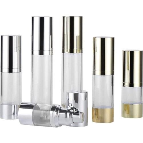 15ml 30ml 50ml Airless Pump Bottle Electroplate Gold Silver Cosmetic Vacuum Container Lotion Dispenser Airless Bottle 20pcs/lot
