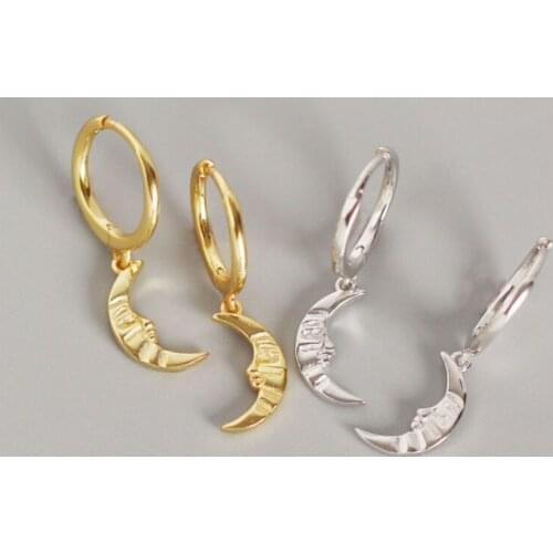 Tiny Hoop Earrings for Women Teen Girls S925 Sterling Silver with Charms Cartilage Cute Jewelry Best Friend Gift Moon Earrings