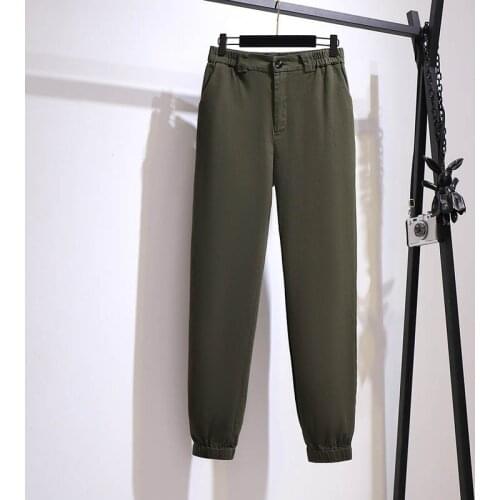 Autumn loose cotton trousers women plus size waist 105-150cm hip 153cm 5XL 6XL 7XL 8XL 9XL high waist elastic cargo pants women