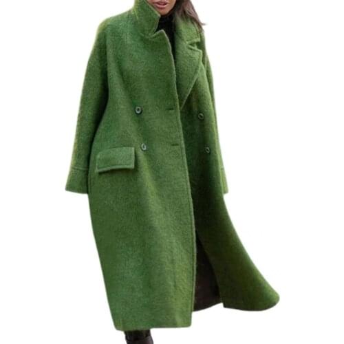 Jacket Coat Lapel Stylish Double Breasted Double Breasted Mid-Calf Casual Coat