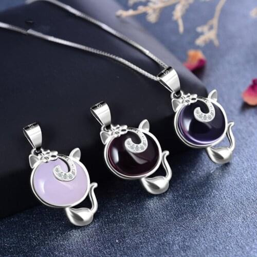 925 Sterling Silver Necklace Bow Crystal Pendant Silver Chain Woman Charm Jewelry