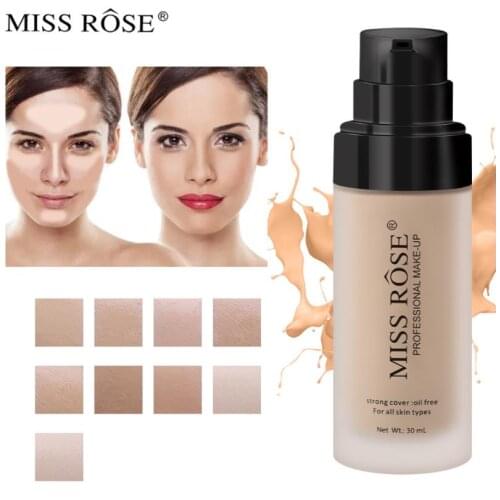 MISS ROSE Liquid Foundation Cream Full Concealer Concealer Oil Control Easy Makeup Soft Facial Makeup Foundation Cosmetics
