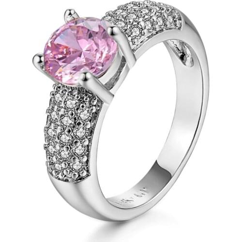 ZHOUYANG Wedding Ring For Women Luxury Multicolor 4 Claws 1.5 Carat Cubic Zirconia Rose Gold Color Gift Fashion Jewelry R818