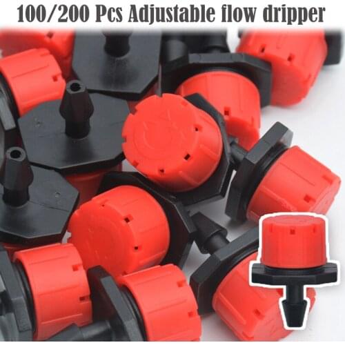 100pcs/200pcs Micro Flow Dripper Drip Head Adjustable Hose Garden Irrigation Misting Water Dropper Irrigation Equipment Set