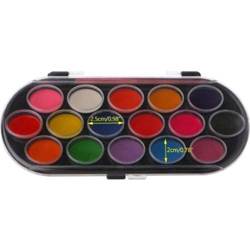 16Pcs Watercolor Palette Brush Set Painting Tray Craft Drawing Art Mini Kid Gift U4LC