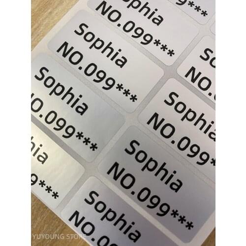 200Pcs Silver Color Name Stickers Waterproof Customize Office Tag Personalized Labels Stationery water Bottle warning logo shop