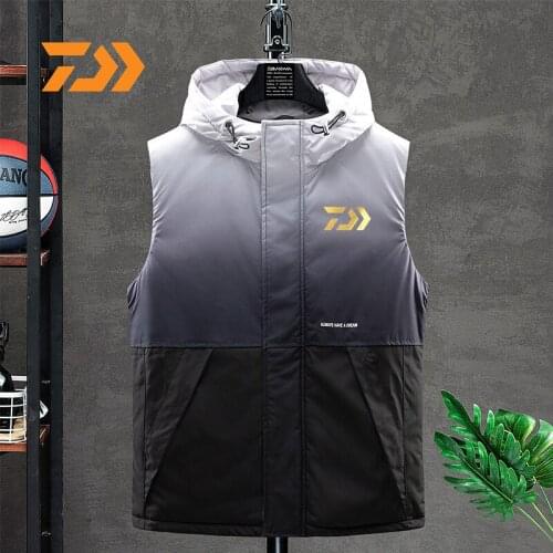 2021 Daiwa Mens Winter Body Warmer Fishing Jacket Solid Color Sleeveless Waistcoat Shooting Fishing Sport Vest M-4XL