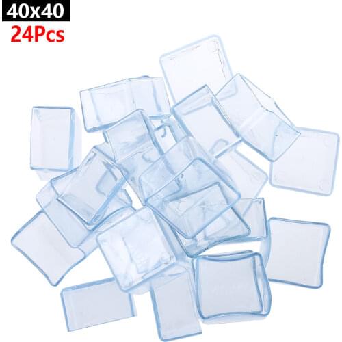 24Pcs Transparent PVC Table Chair Leg Caps Floor Protectors Furniture Feet Protection Cover for Home Office Restaurant