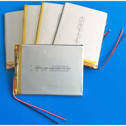 5pcs 3.7V 2500mAh polymer lithium Lipo rechargeable battery 406080 for GPS DVD PAD power bank e-books camera tablet PC 4*60*80mm