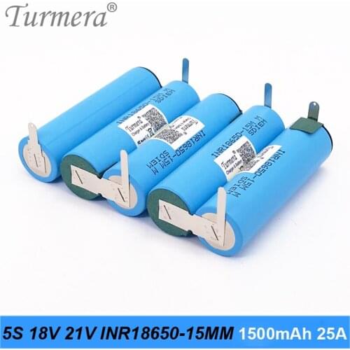 5s 18v 21v battery 18650 pack inr18650-15mm 1500mah 25a welding battery for screwdriver battery and vacuum cleaner customized