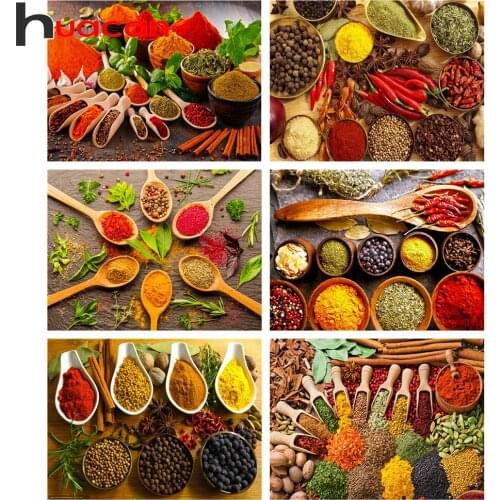 Huacan 5D Diamond Painting Full Drill Seasoning Diamond Embroidery Mosaic Kitchen Landscape Picture Of Rhinestones Home Decor