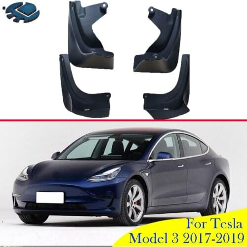 For Tesla Model 3 2017 2018 2019 Car Accessories Mud Flaps Splash Guards Fender Mudguard Kit Mud Flap Splash Guards Mudguard