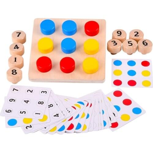 Wooden Number Puzzle Matching Montessori Toys for Toddlers Preschool Education Math Stacking Block 69HE