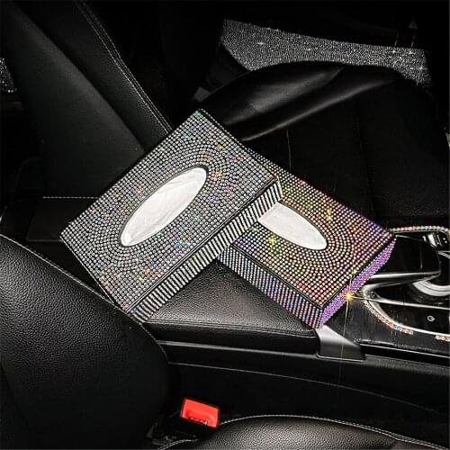 Tissue Holder Bling for Car Sun Visor Tissues Holder Napkin Box Universal Car Vehicle Facial Paper Dispenser Sparkle Diamond