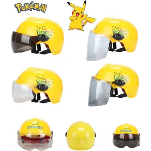 Pokemon Pikachu Childrens Helmet Four Seasons Universal Boys and Girls Electric Battery Car Cute Helmet Motorcycle Accessories