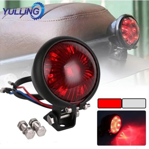 For Chopper Bobber Scrambler 12V LED Red Retro Motorcycle Taillights Cafe Racer Style Tail Brake Light Smoke Lens Rear Stop Lamp