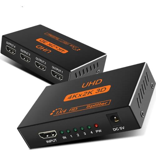 HDMI-compatible Splitter Amplifier 1080P 4K Dual Display Converter with Power for HDTV DVD PS3 Xbox HD Switch Switcher