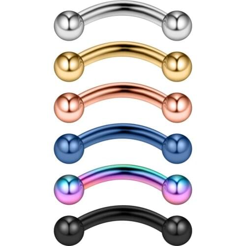 JFORYOU 14G 5/16 Inch Stainless Steel Curved Eyebrow Rings Petite Belly Rings Body Jewelry Piercing Set 3mm Ball