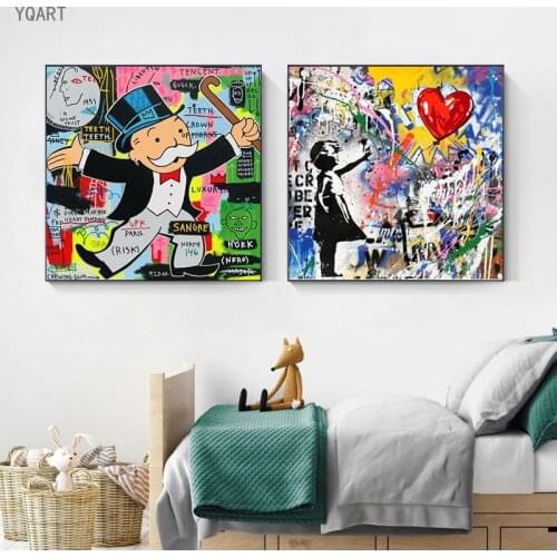Modern Banksy Artwork Abstract Figure Painting American Elements Graffiti Canvas Posters Decorative Pictures Home Wall Decor