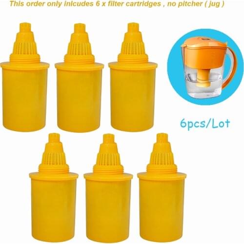 6 pieces of Replacement Filter Cartridges for Wellblue 3.5L Yellow Colour Mineral Alkaline Water Pitcher Purifier Ionizer Filter