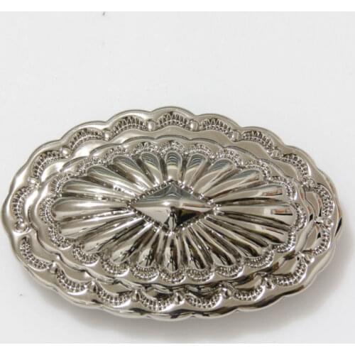 KBO03) 10pc Southwestern Oval Concho Size: 1-3/4" X 1-1/8" Silver