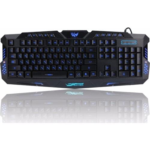 Russian Version Gaming Keyboard Gamer 3color Switchable Backlights LED USB Wired Game Keyboard for Computer Mac dota 2 lol cs