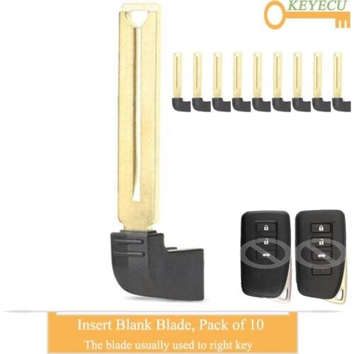 KEYECU 10Pieces/Lot, Smart Car Key Uncut Insert Emergency Blade Fob for Lexus ES250 ES300H ES350H GS350 GS450h IS250 IS350 RC350
