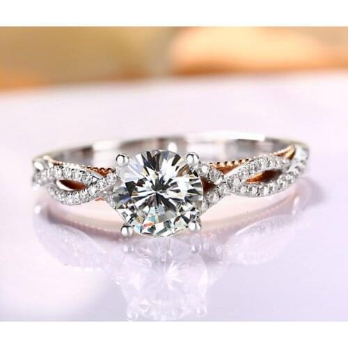 100% 18K Gold ring 1ct DVVS Moissanite Diamond Ring With national certificate D006