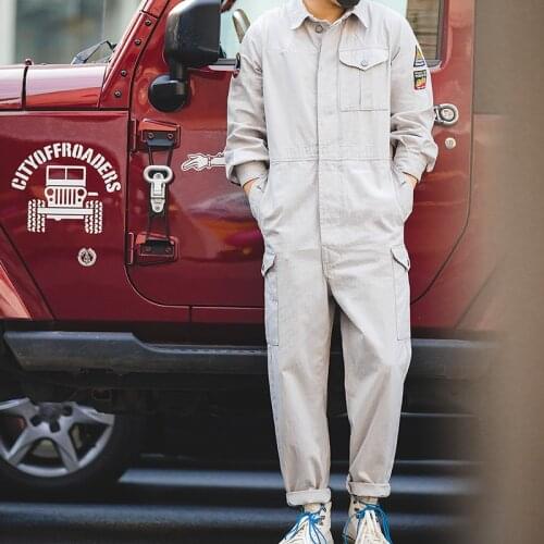 Maden Retro Overalls Jumpsuits Rompers Mens Cargo Jogger Cotton Casual Overalls Clothes Jumpsuit Pants Man Clothes