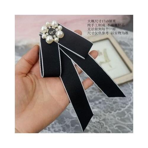 Korean High-end Black Rhinestone Bow Brooch Jewelry Large Neckpin Bowtie Brooches Gifts for Women Accessories