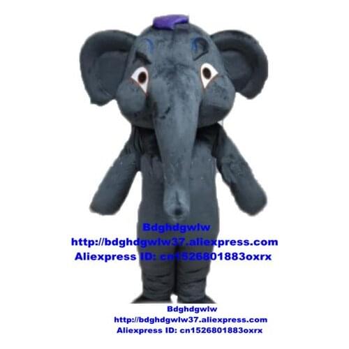 Grey Elephant Elephish Mascot Costume Adult Cartoon Character Outfit Suit Etiquette Courtesy Film Theme zx227