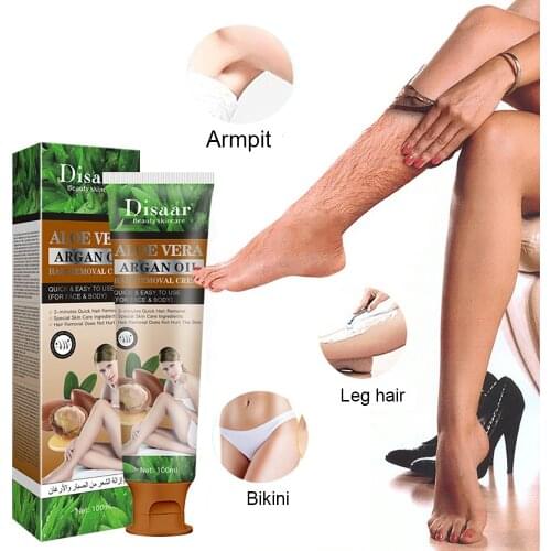 Disaar Hair Removal Cream For Legs Face Armpit Arm Aloe & Argan Depilatory Cream Gentle Hair Removal Depilation Body Care 100ML