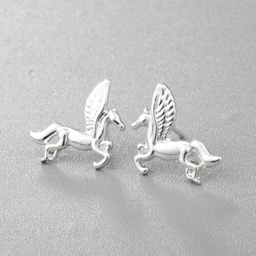 Horse Wings Animal Stud Earrings For Women Girls Mythical Pegasus Brincos For Women Girls Earring Brinco